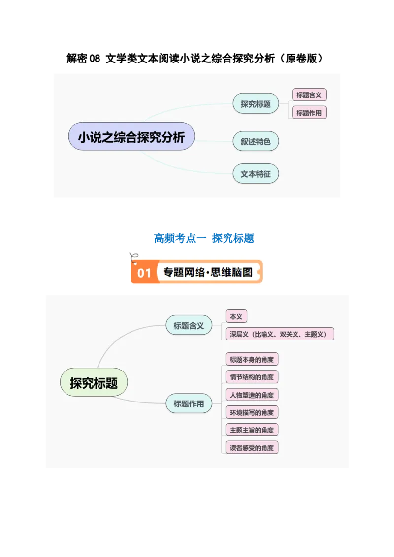 解密08文学类文本阅读小说之综合探究分析（讲义）（原卷版）_01高考语文_新高考复习资料_2024年新高考资料_二轮复习资料_讲义