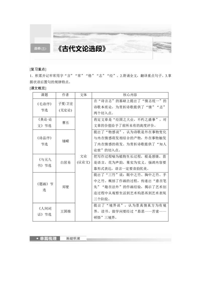 选修(三)　课文8　古代文论选段_01高考语文_4.22024年新高考资料_1.2024一轮复习_2024年高考语文一轮复习讲义（部编新高考版）_教材文言文点线面_学生用书_选修(三)