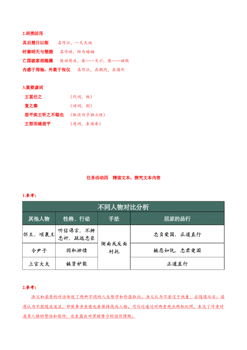 9《屈原列传》（导学案）-（统编版选择性必修中册）_高语_高中语文_选择性必修中册_导学案