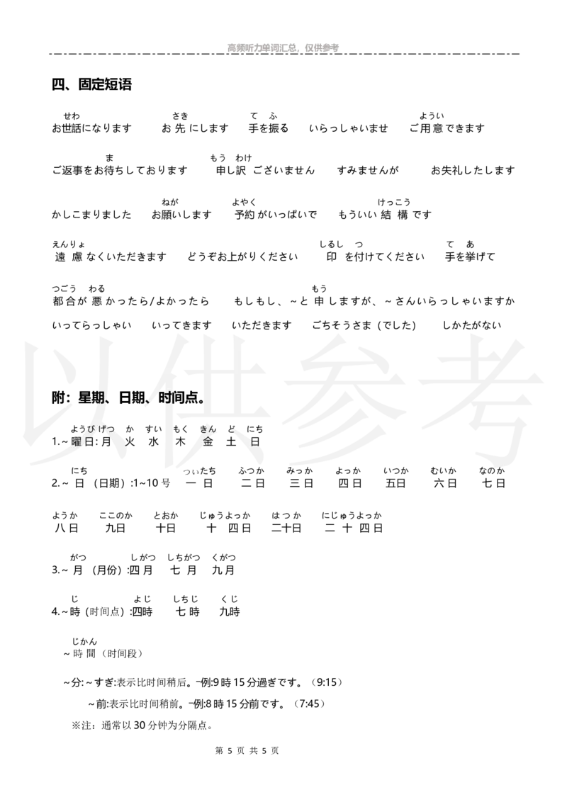 高考高频听力单词汇总_高中课本电子全科人教版语数英政历地物化生必修选修全套课本PPT_高中日语_2.考试专项2018级PDF