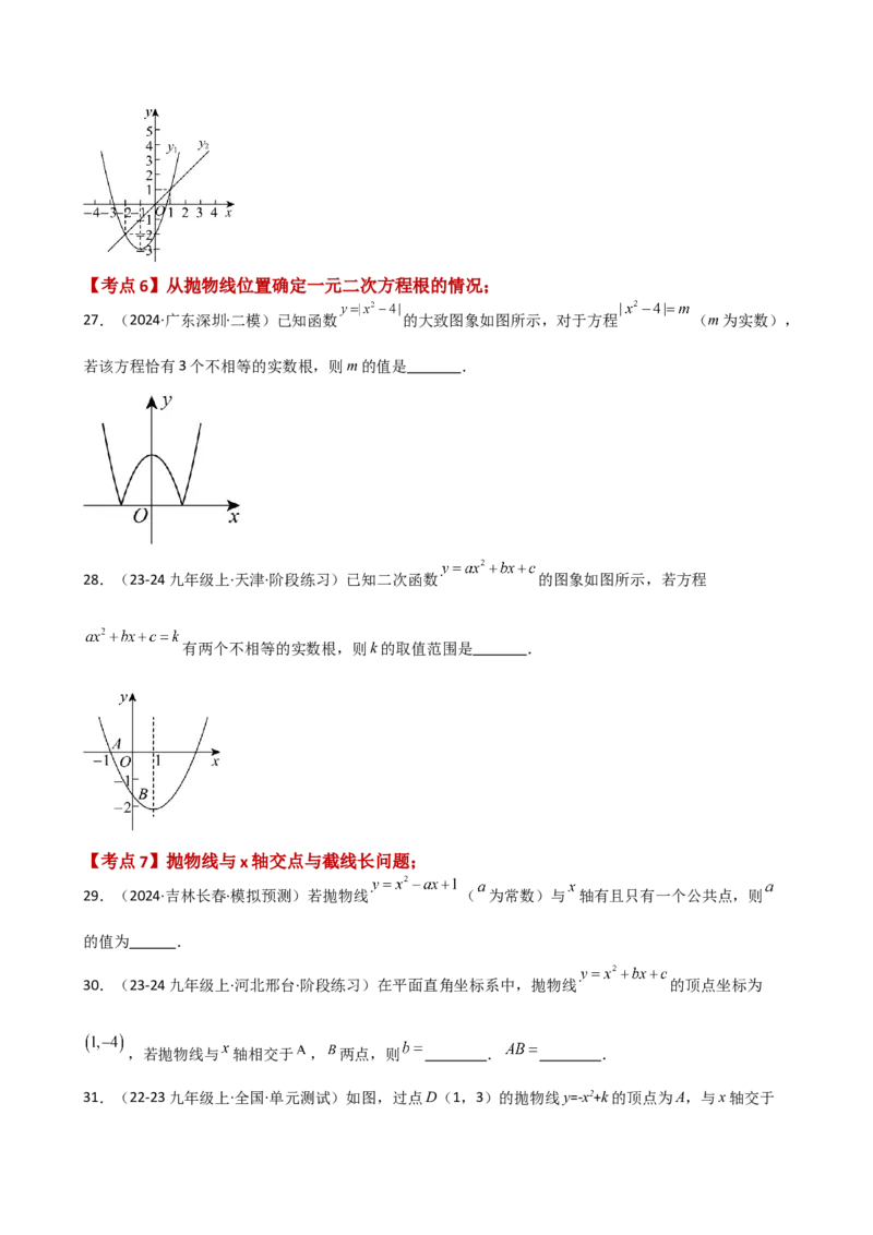 专题22.12二次函数与一元二次方程（专项练习）（基础练）-（人教版）_初中数学_九年级数学上册（人教版）_专题突破练习-V4_2025版
