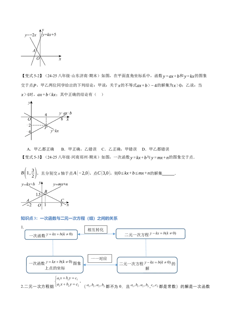 专题19.4一次函数与方程、不等式之间的关系（十大题型）（举一反三）（人教版）（学生版）_初中数学_八年级数学下册（人教版）_母题专项-U66_2025版