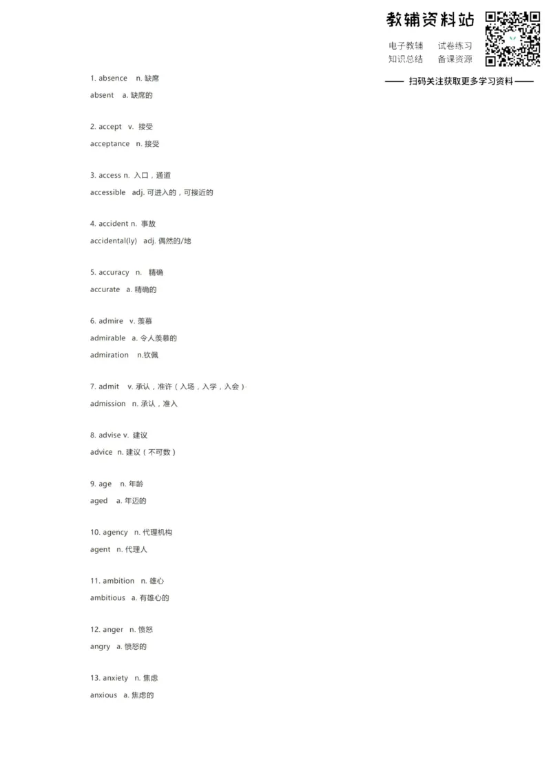 词性转换这247组重要单词变形，覆盖高中英语大小考试，考前必须过一遍！_高中全科精选资料包_英语精选资料包_资料干货