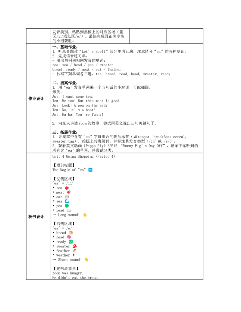 《Unit4GoingShopping》第4课时教案_00教案完整版_2026春四下人教PEP版全册教案_第四单元教案