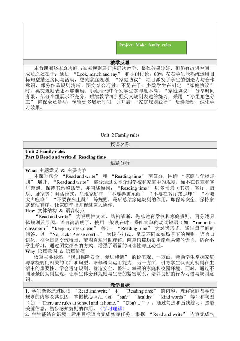 Unit2FamilyRules_00上课课件PPT+教案第十套完整版_教案