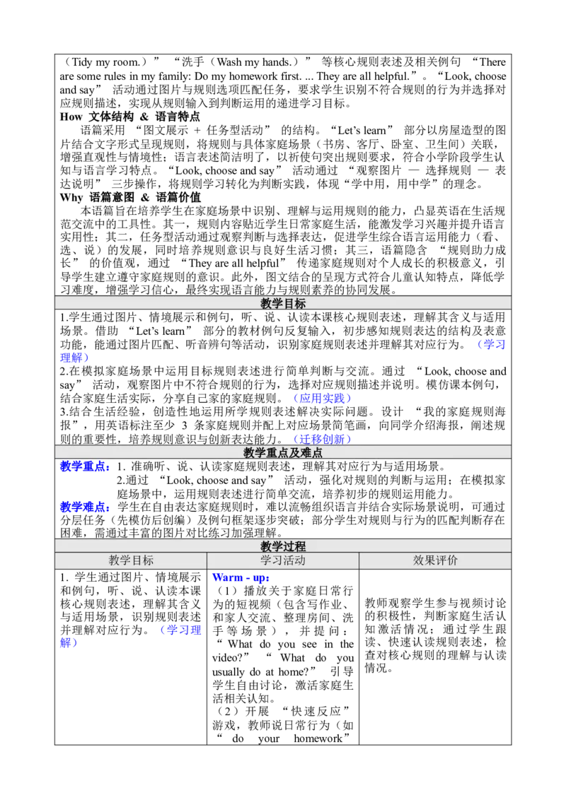 Unit2FamilyRules_00上课课件PPT+教案第十套完整版_教案