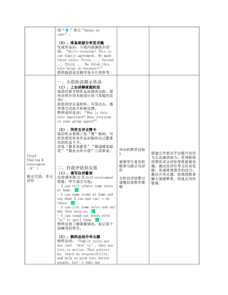 《Unit2Familyrules》第3课时教案_00教案完整版_全册教案_第2单元教案