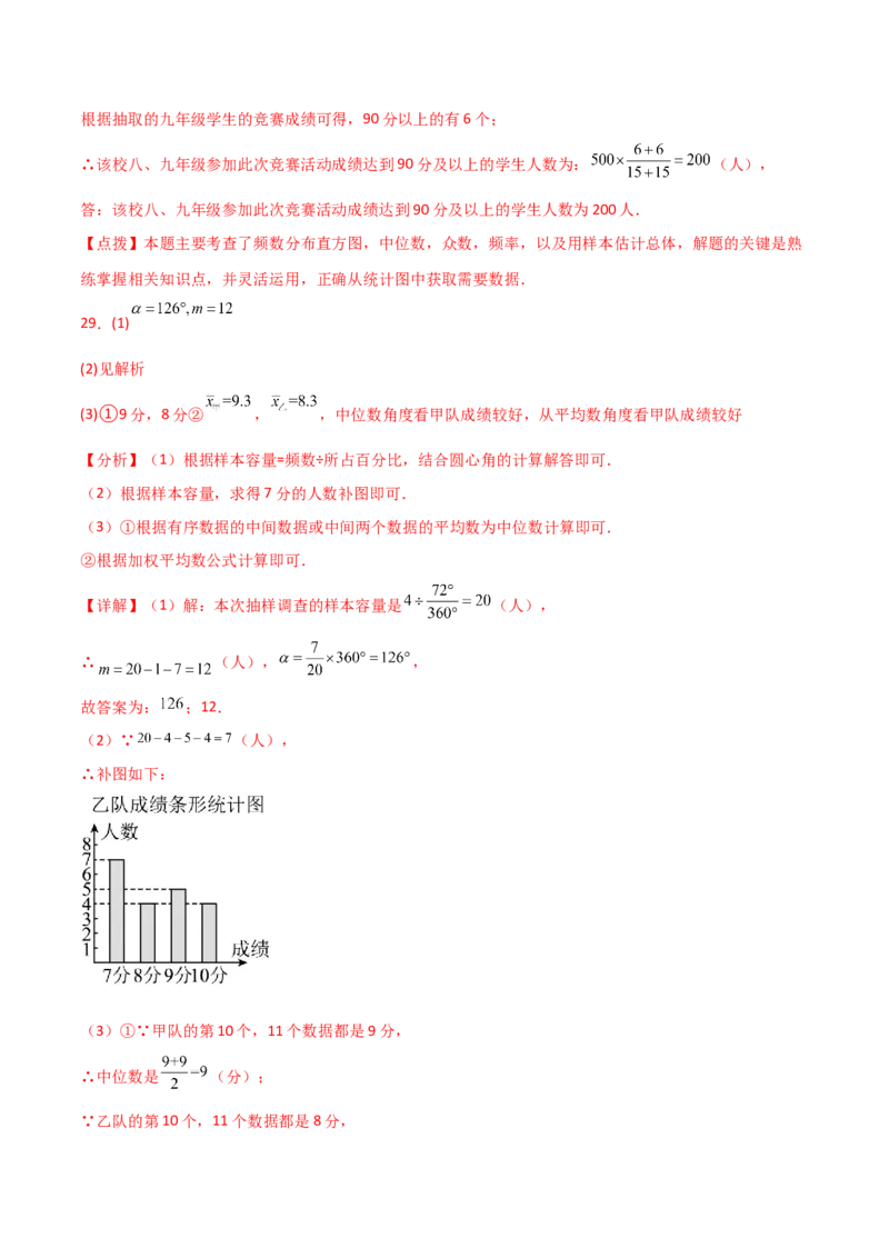 专题20.6数据的分析（精选中考真题50题）（培优练）-（人教版）_初中数学_八年级数学下册（人教版）_专题突破练习-V4