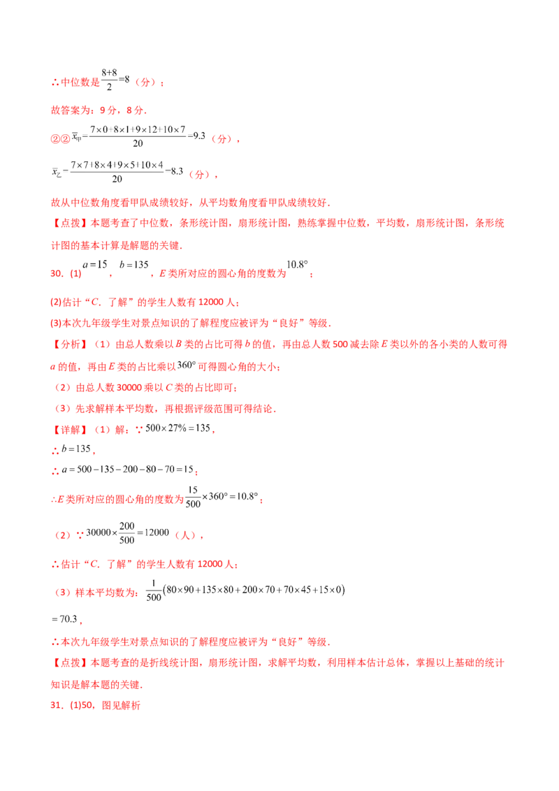 专题20.6数据的分析（精选中考真题50题）（培优练）-（人教版）_初中数学_八年级数学下册（人教版）_专题突破练习-V4