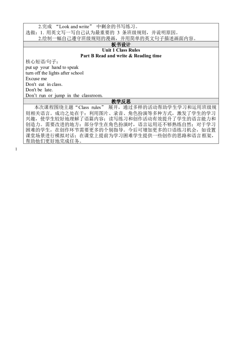 Unit1ClassRules_00上课课件PPT+教案第十套完整版_教案