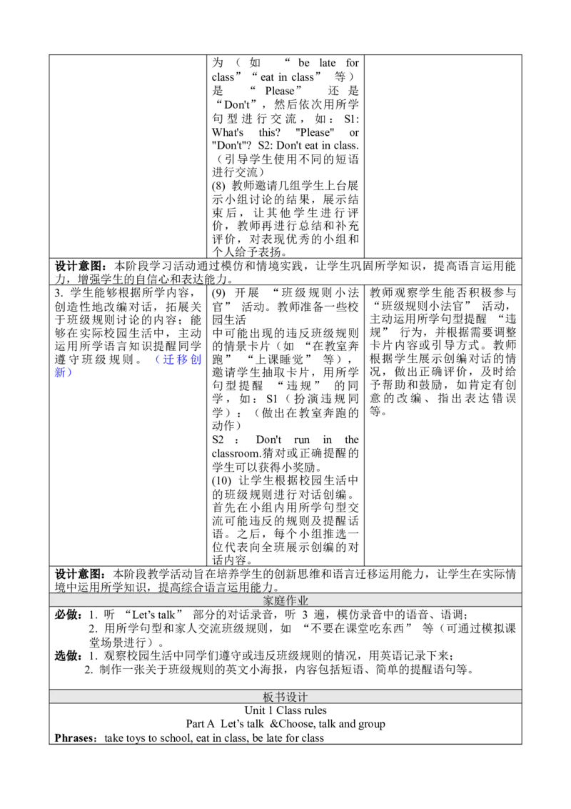 Unit1ClassRules_00上课课件PPT+教案第十套完整版_教案