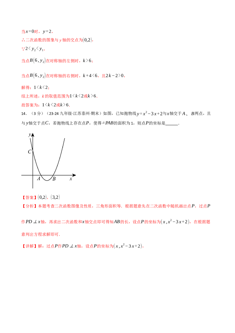 专题22.10二次函数单元提升卷（人教版）（教师版）_初中数学_九年级数学上册（人教版）_母题专项-U66_2025版
