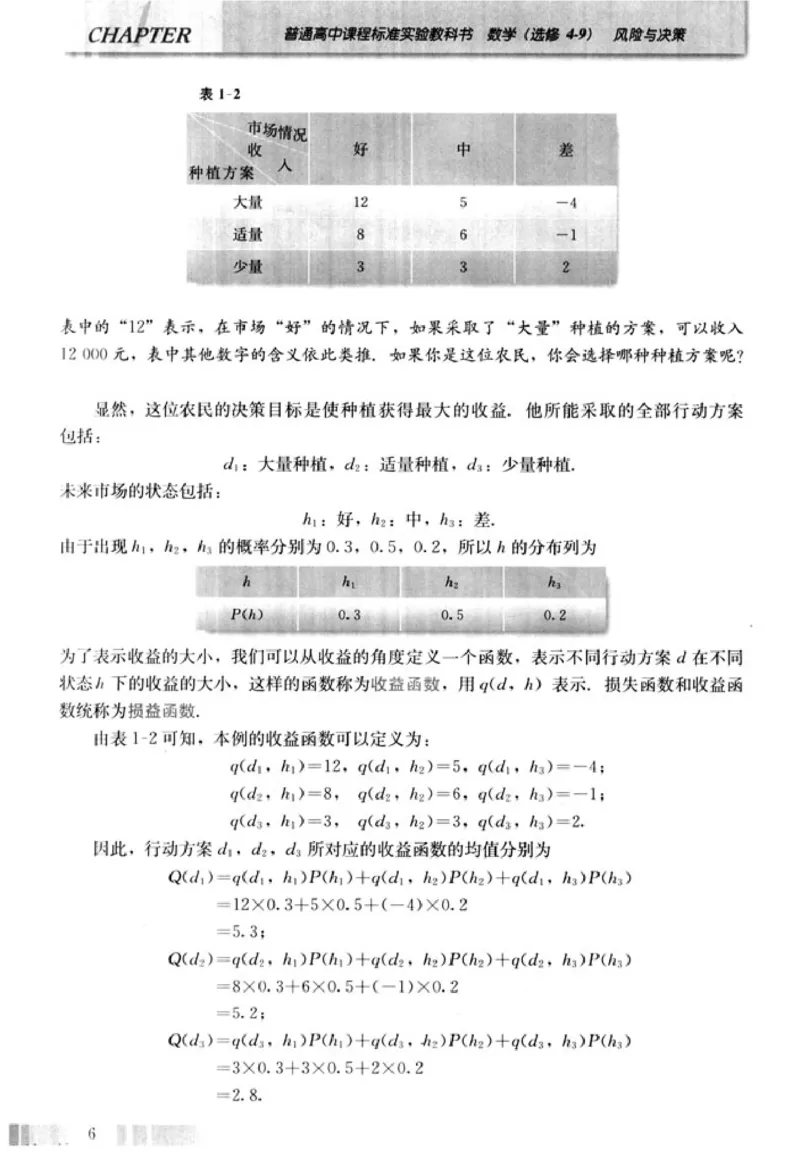 高中数学A版选修4-9风险与决策_高中课本电子全科人教版语数英政历地物化生必修选修全套课本PPT_高中数学A版