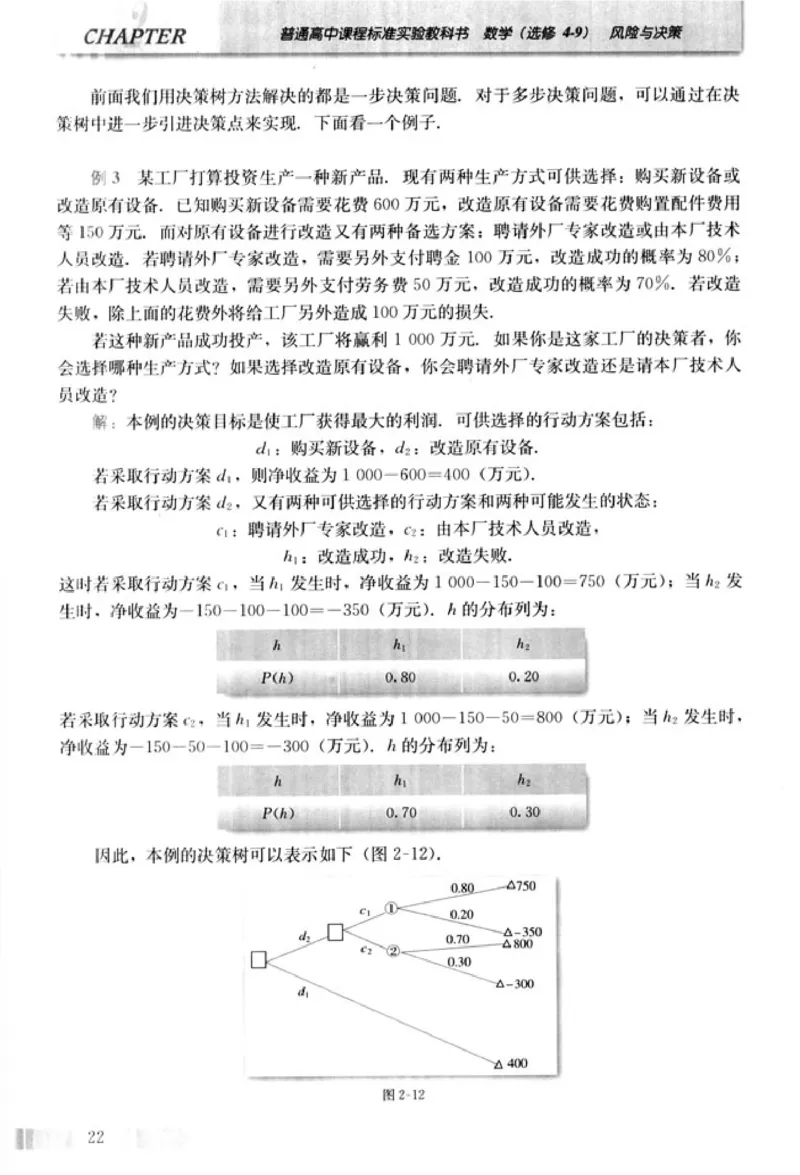 高中数学A版选修4-9风险与决策_高中课本电子全科人教版语数英政历地物化生必修选修全套课本PPT_高中数学A版
