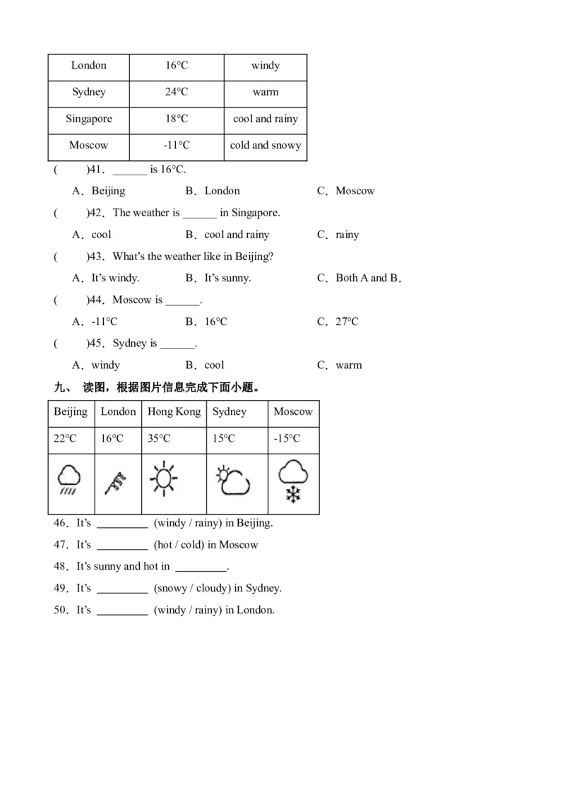 Unit3PartBLet&rsquo;stalk&Let&rsquo;splay-英语四年级下册（人教PEP版）_分层作业-K16_2024版