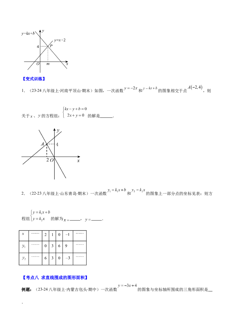 专题19.4一次函数与方程、不等式之八大考点(学生版)_初中数学_八年级数学下册（人教版）_重难点专题提优-V8