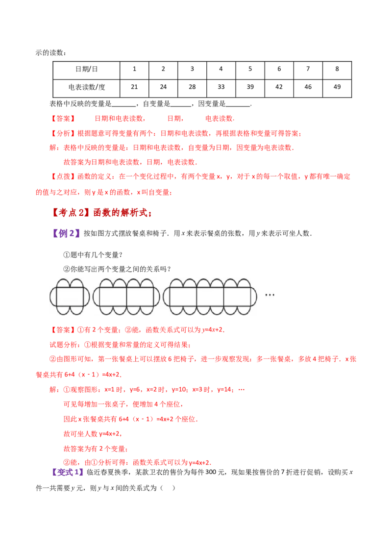 专题19.1变量与函数（知识梳理与考点分类讲解）-（人教版）_初中数学_八年级数学下册（人教版）_专题突破练习-V4