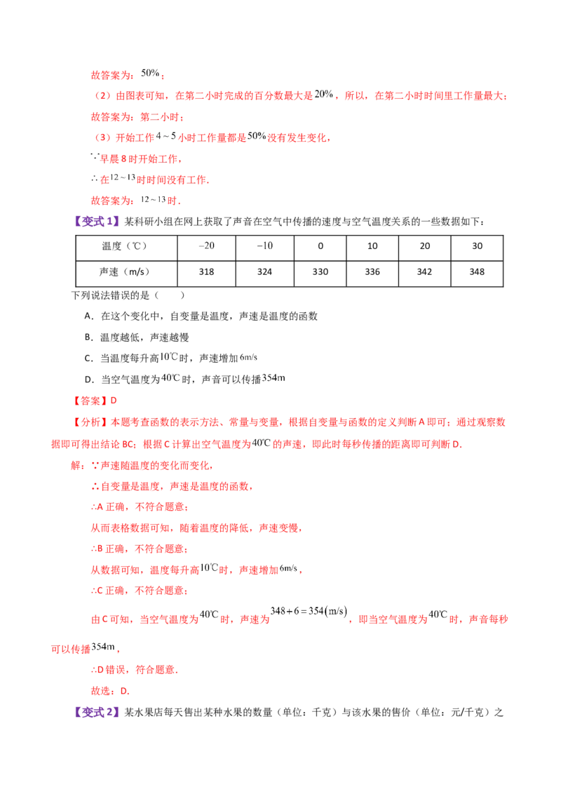 专题19.1变量与函数（知识梳理与考点分类讲解）-（人教版）_初中数学_八年级数学下册（人教版）_专题突破练习-V4