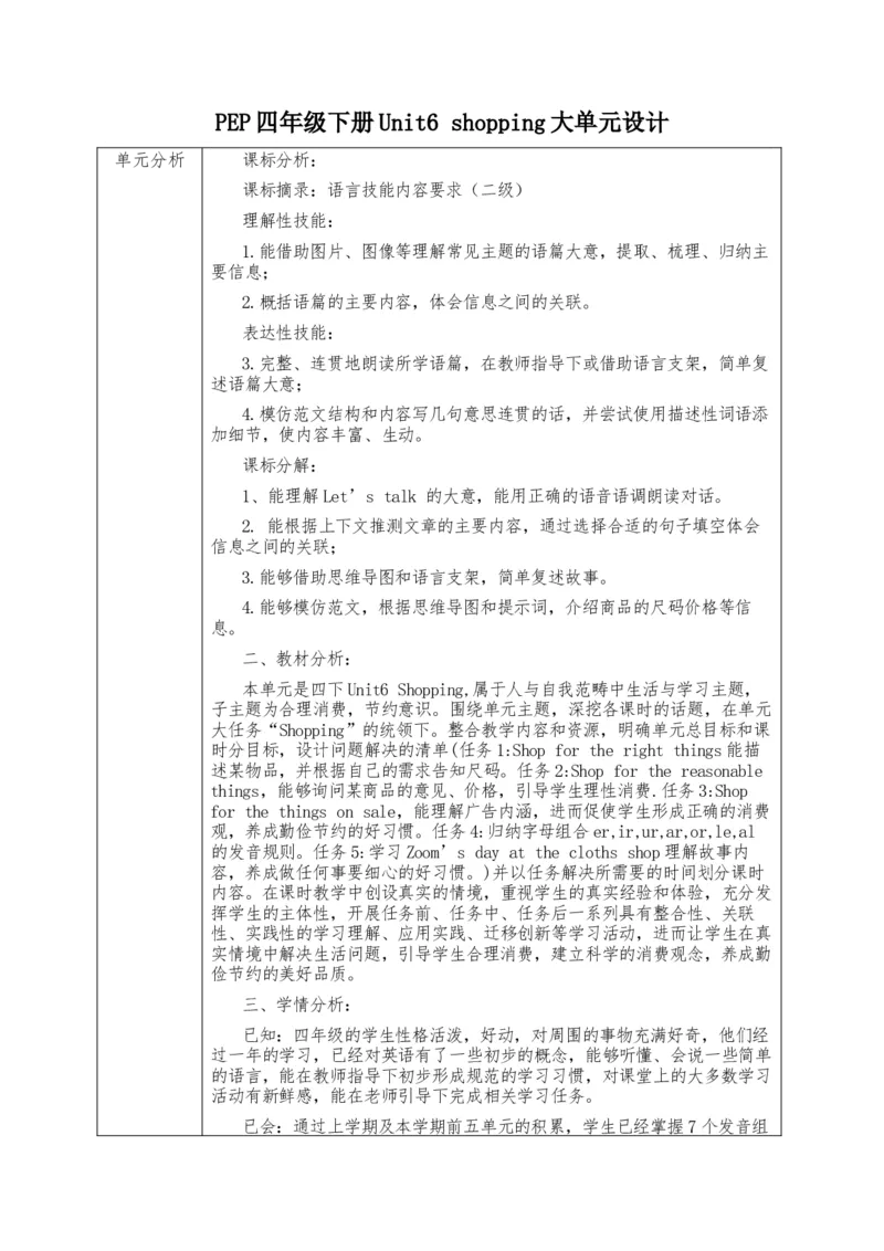 Unit6Shopping大单元整体（教学设计）_大单元整体教学设计