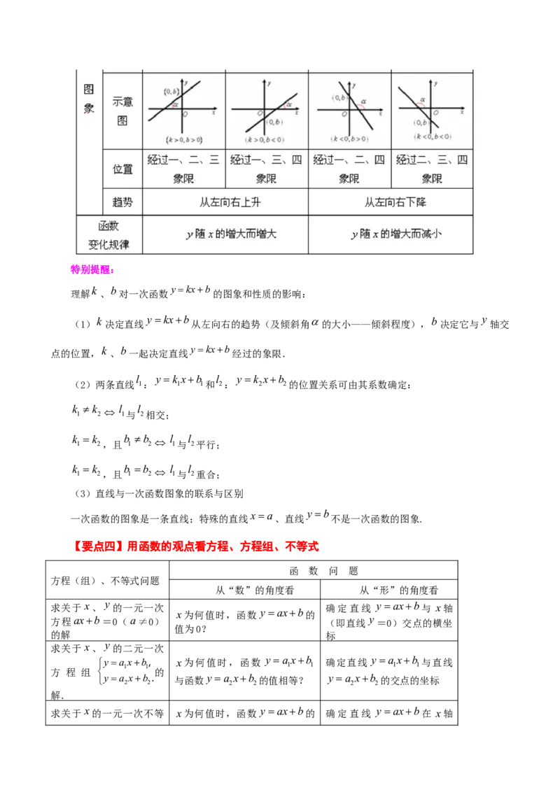 专题19.24一次函数（全章知识梳理与考点分类讲解）-（人教版）_初中数学_八年级数学下册（人教版）_专题突破练习-V4