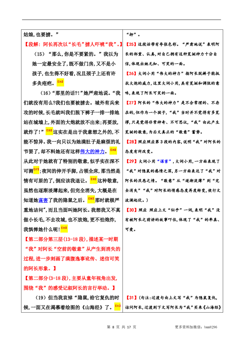第10讲《阿长与山海经》_新人教版七下语文学习资料包_9.寒假预习课讲义+作业练习_七下语文寒假预习课