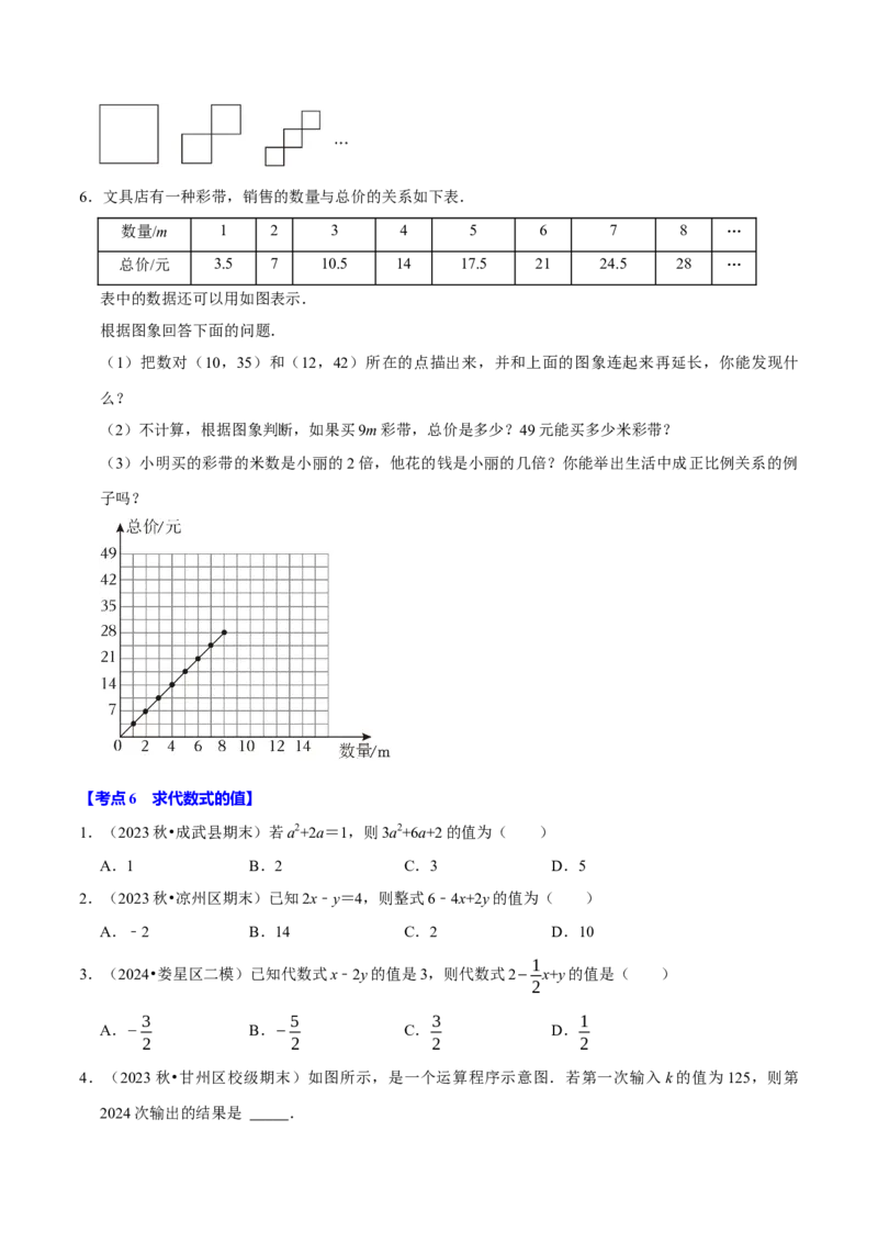 专题2.3代数式全章九类必考点（必考点分类集训）（人教版2024）（学生版）_初中数学_七年级数学上册（人教版）_考点分类必刷题-U181
