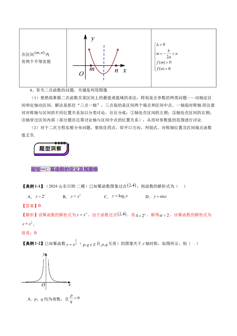 第03讲幂函数与二次函数（八大题型）（讲义）（解析版）_2.2025数学总复习_2025年新高考资料_一轮复习_2025年高考数学一轮复习讲练测（新教材新高考，含2024高考真题）