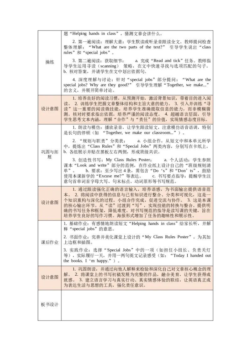 四下Unit1Classrules单元整体教学设计_00单元整体教学设计完整版