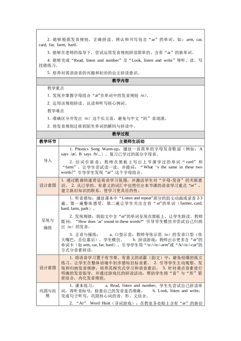 四下Unit1Classrules单元整体教学设计_00单元整体教学设计完整版