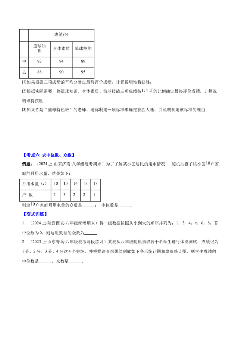 专题20.1平均数、中位数、众数、方差之八大考点(学生版)_初中数学_八年级数学下册（人教版）_重难点专题提优-V8