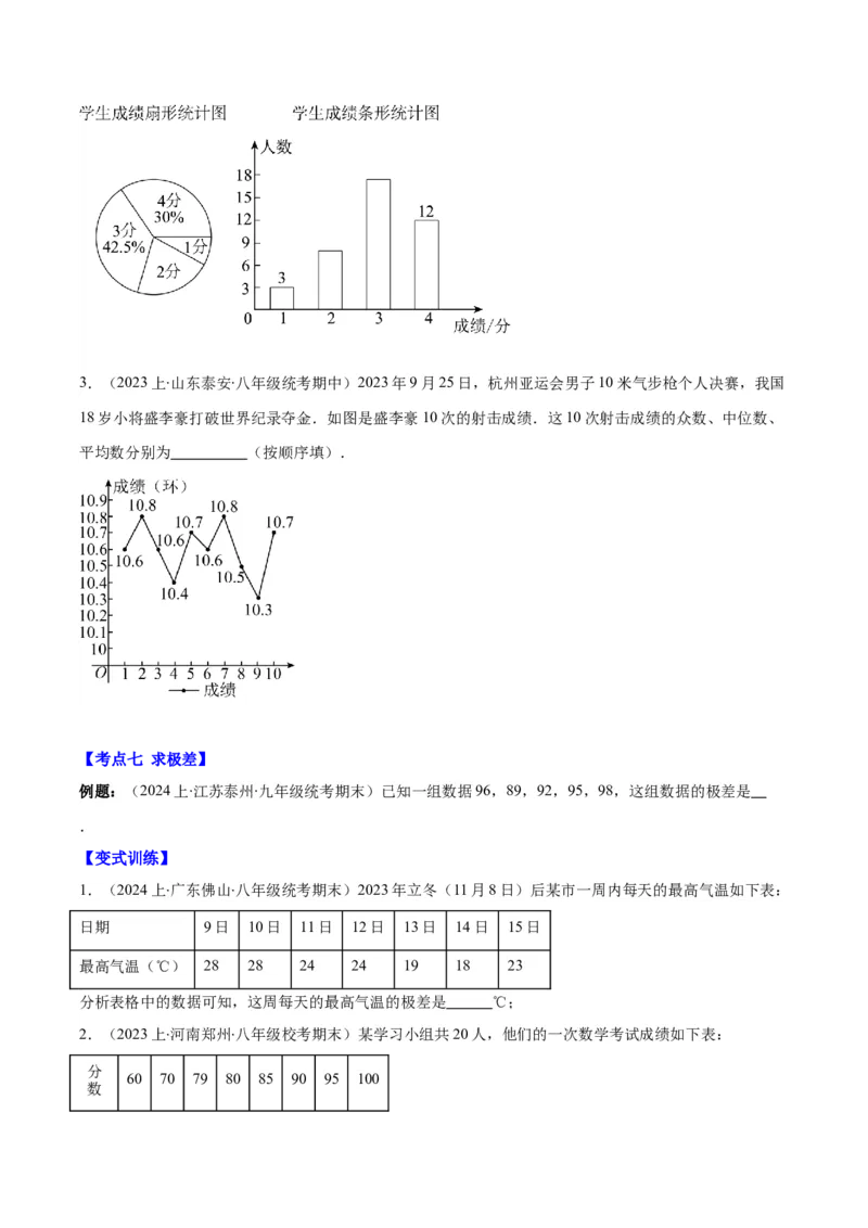 专题20.1平均数、中位数、众数、方差之八大考点(学生版)_初中数学_八年级数学下册（人教版）_重难点专题提优-V8