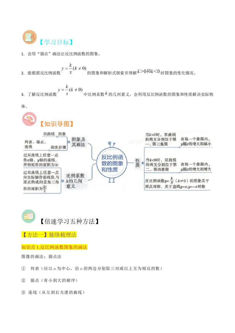 专题20反比例函数的图象和性质（3个知识点6种题型2个易错点3个中考考点）（教师版）_初中数学_九年级数学下册（人教版）_常见题型通关讲解练-V3_2024版