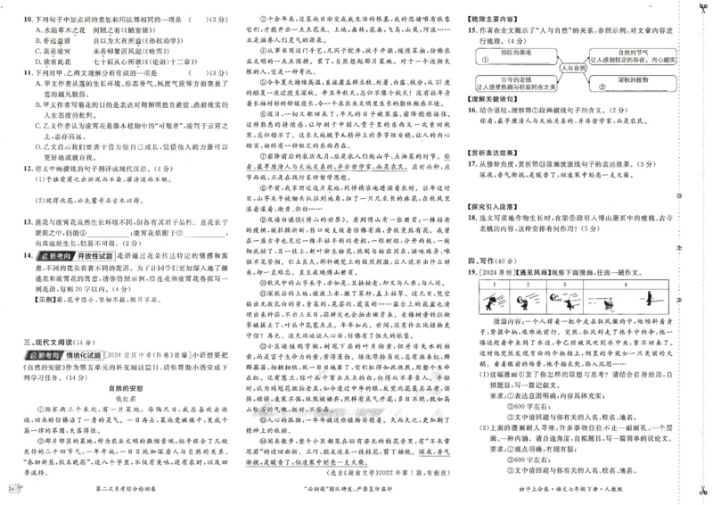 上分卷七下语文人教版_新人教版七下语文学习资料包_13.配套教辅练习_2025版《初中上分卷》语文7下