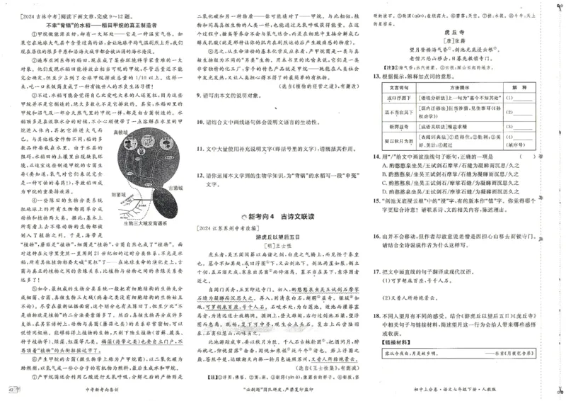上分卷七下语文人教版_新人教版七下语文学习资料包_13.配套教辅练习_2025版《初中上分卷》语文7下