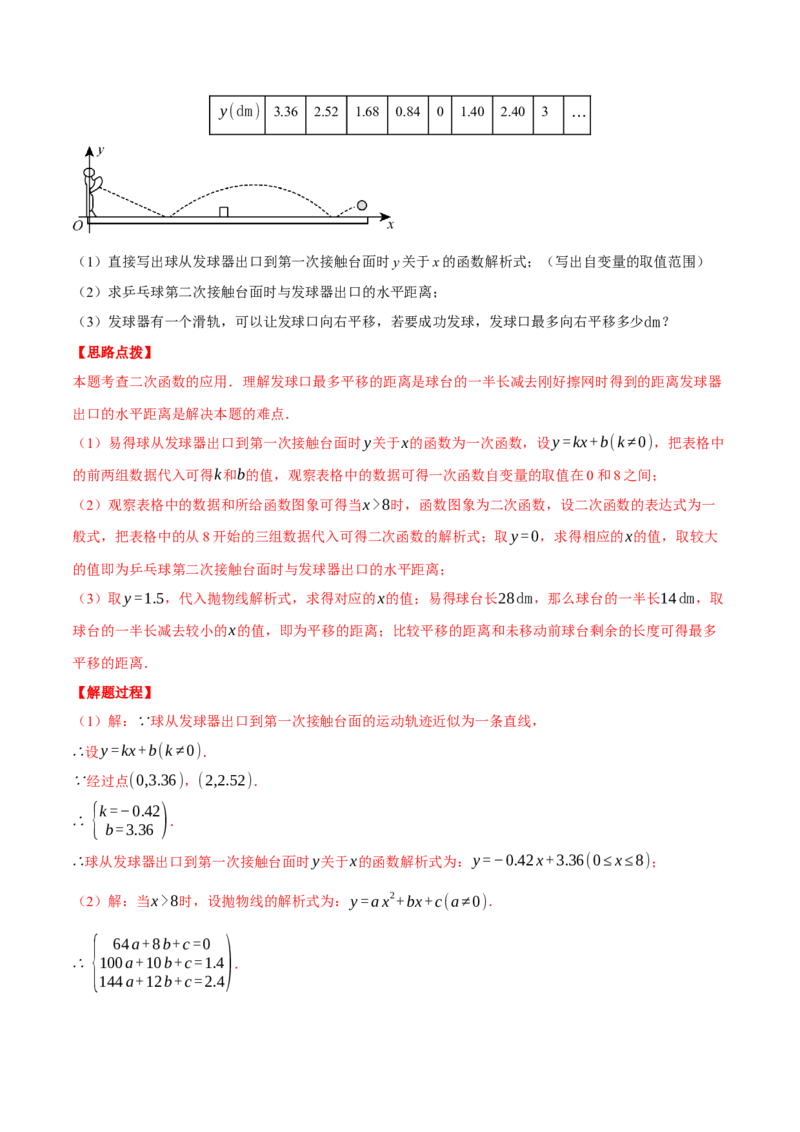 专题22.6投球问题&mdash;&mdash;二次函数的应用（压轴题专项讲练）（人教版）（教师版）_初中数学_九年级数学上册（人教版）_压轴题专项-V5_2025版