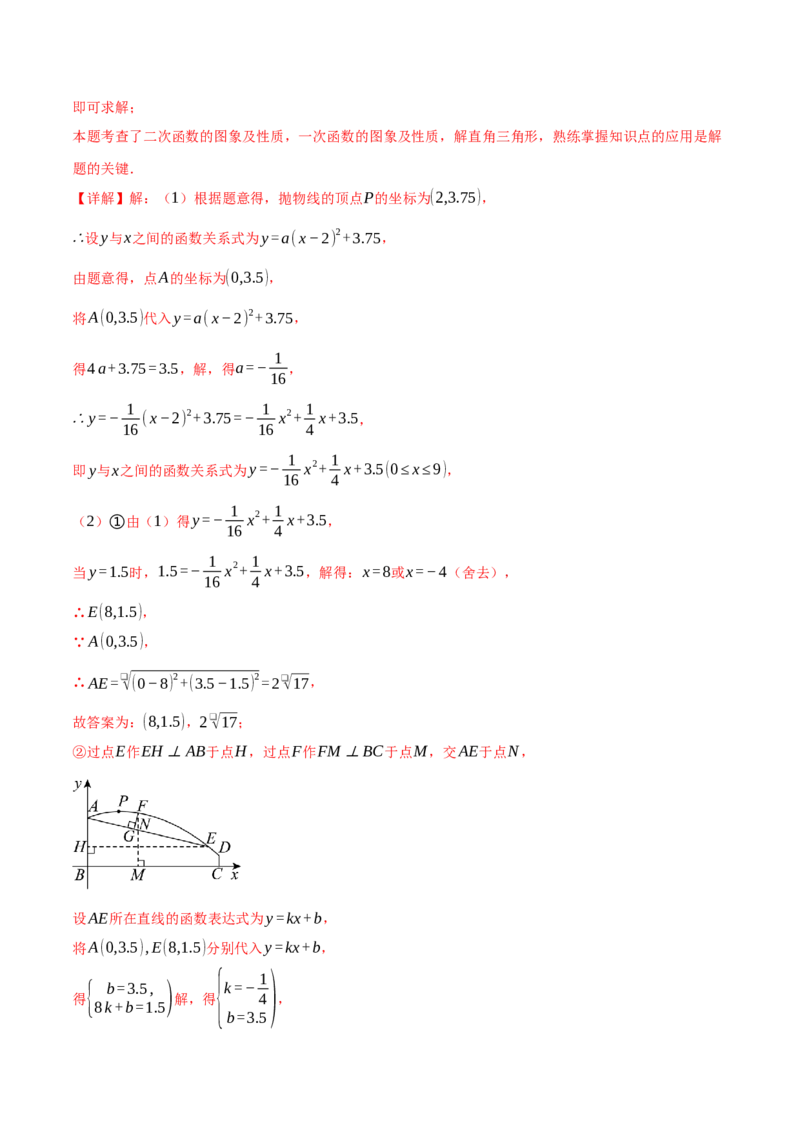 专题22.5实际问题与二次函数（十大题型）（举一反三）（人教版）（教师版）_初中数学_九年级数学上册（人教版）_母题专项-U66_2025版