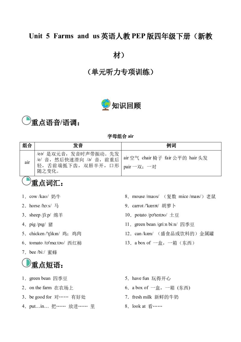 Unit5Farmsandus（单元听力专项训练）_09听力专项训练含音频word版完整版_Unit5Farmsandus（单元听力专项训练）（新教材）