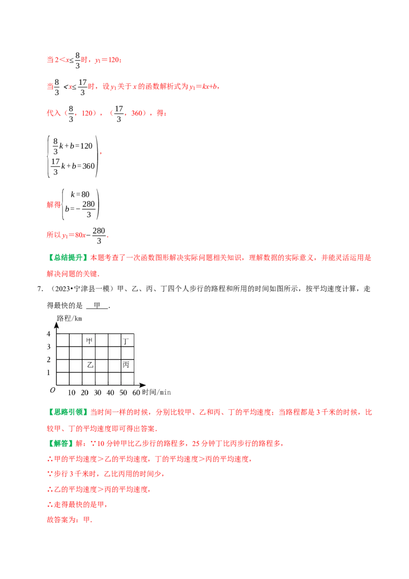 专题20一次函数重点题型函数图像信息题（教师版）_初中数学_八年级数学下册（人教版）_专题训练+提分专项训练-V6