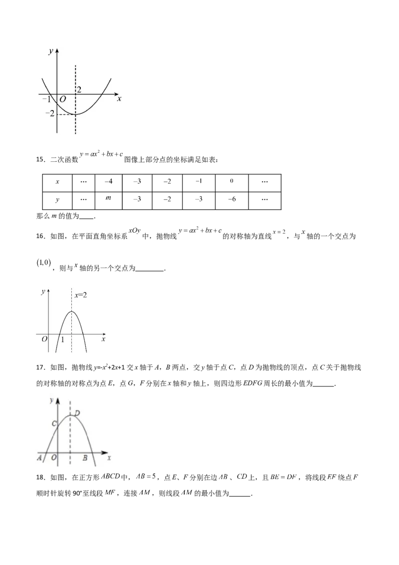 专题22.20二次函数图象的对称性（分层练习）（基础练）-（人教版）_初中数学_九年级数学上册（人教版）_专题突破练习-V4_2024版