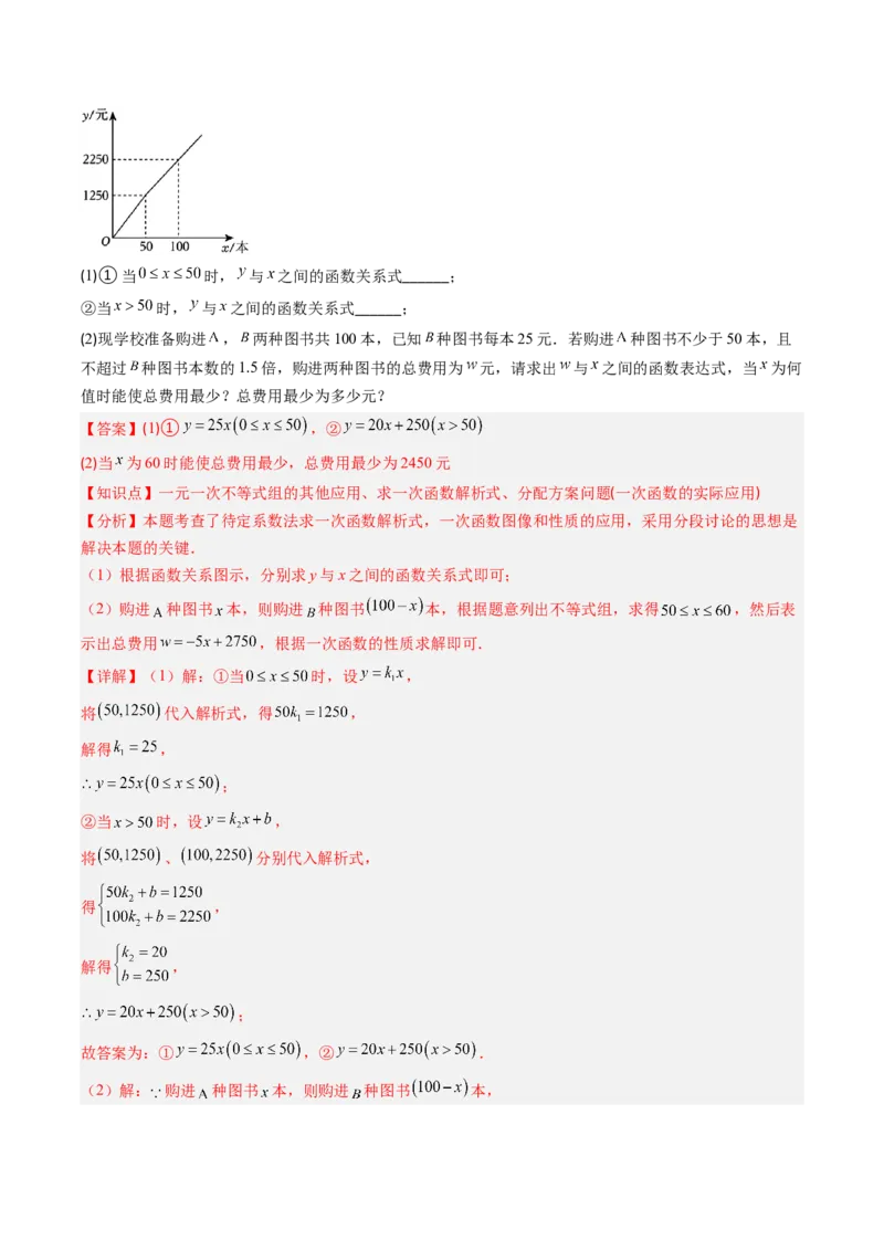 专题18一次函数的实际应用问题四种考法（教师版）_初中数学_八年级数学下册（人教版）_压轴题攻略-V9_2025版