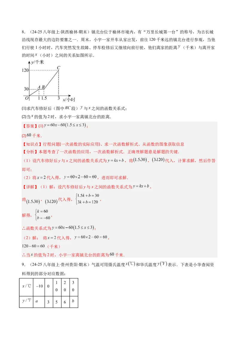 专题18一次函数的实际应用问题四种考法（教师版）_初中数学_八年级数学下册（人教版）_压轴题攻略-V9_2025版