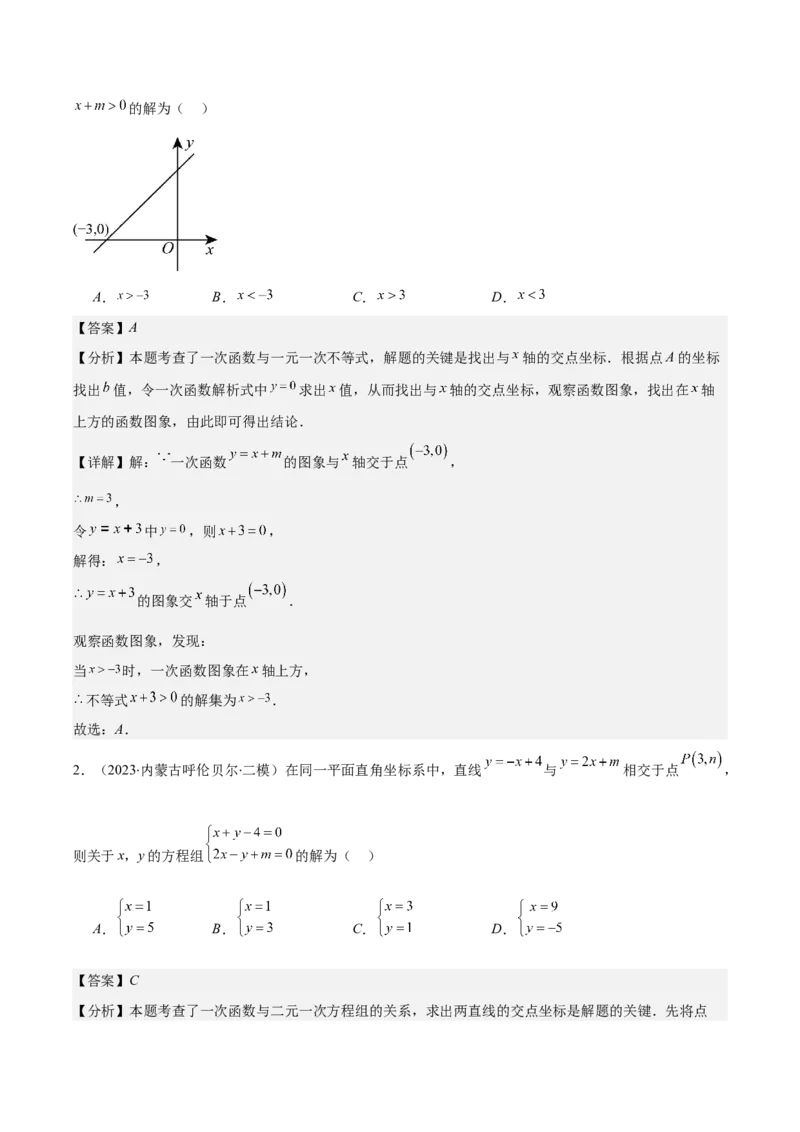 专题19.4一次函数与方程、不等式之八大考点(教师版)_初中数学_八年级数学下册（人教版）_重难点专题提优-V8