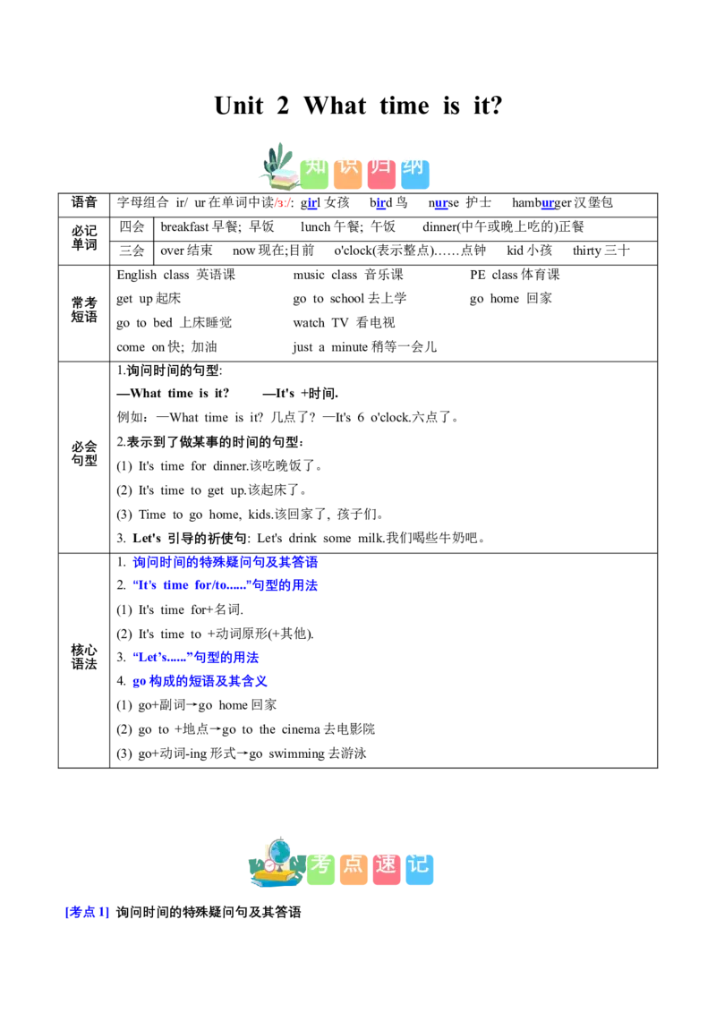 Unit2（知识清单）-（人教PEP版）_单元复习专项-K50_2025版