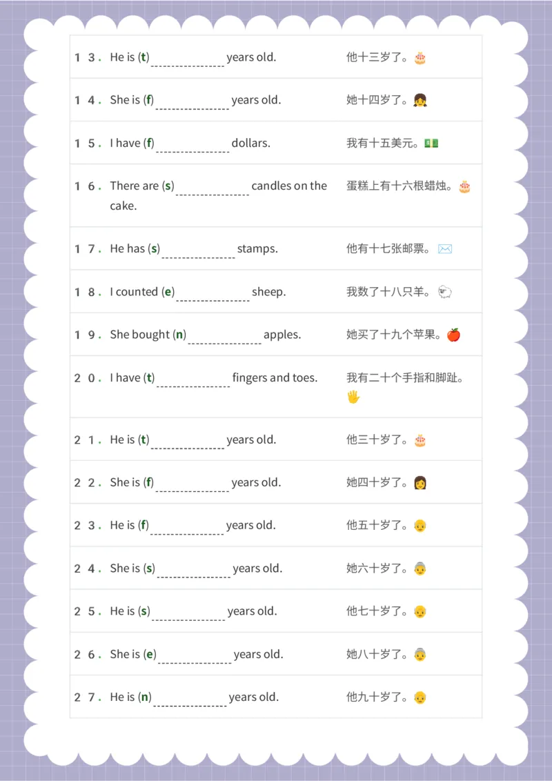挖空_15单词练习（释义、默写、挖空、造句，全册）_数词