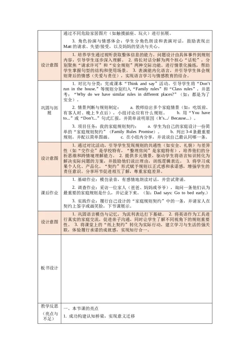 四下Unit2Familyrules单元整体教学设计_00单元整体教学设计完整版