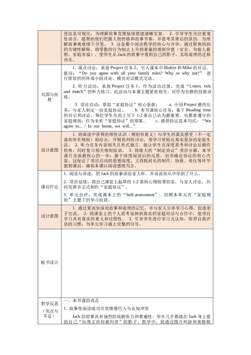 四下Unit2Familyrules单元整体教学设计_00单元整体教学设计完整版