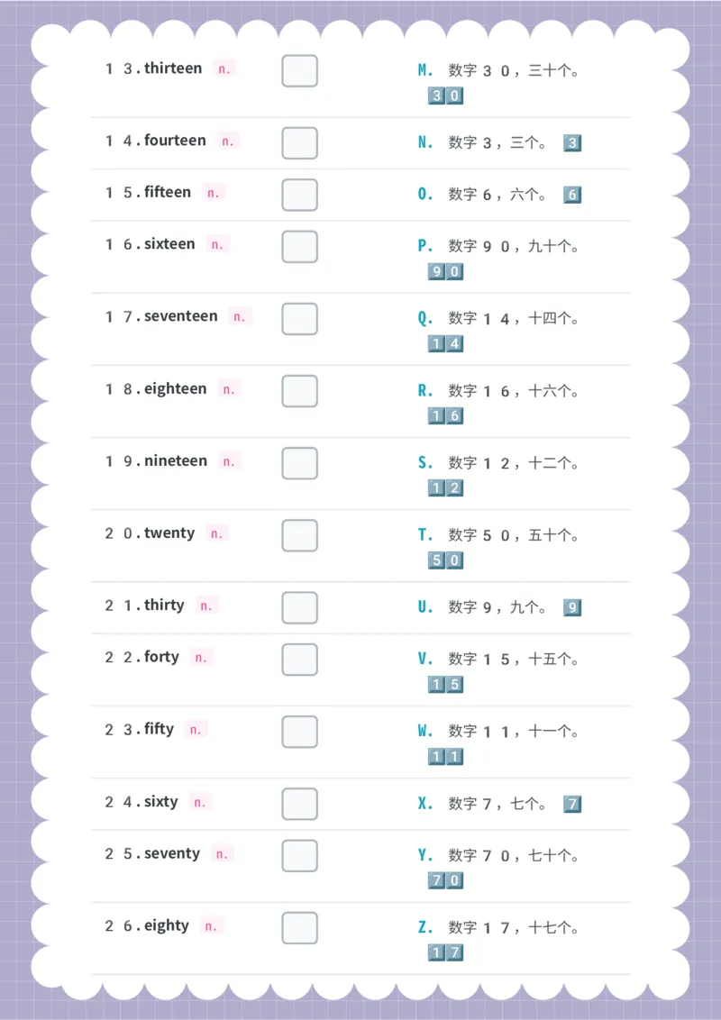 释义_15单词练习（释义、默写、挖空、造句，全册）_数词