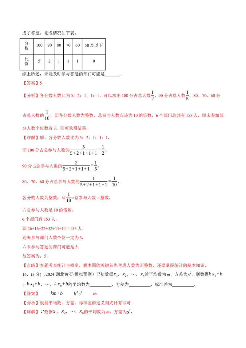 专题20.2数据的分析单元提升卷（人教版）（教师版）_初中数学_八年级数学下册（人教版）_母题专项-U66_2025版