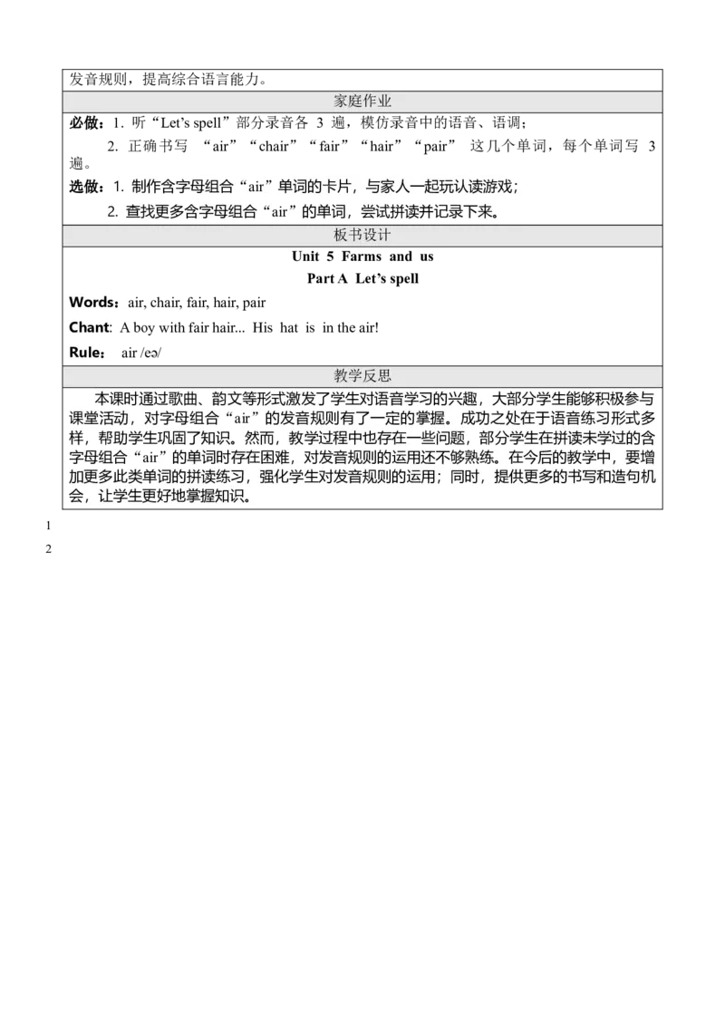 Unit5Farmsandus_00上课课件PPT+教案第十套完整版_教案