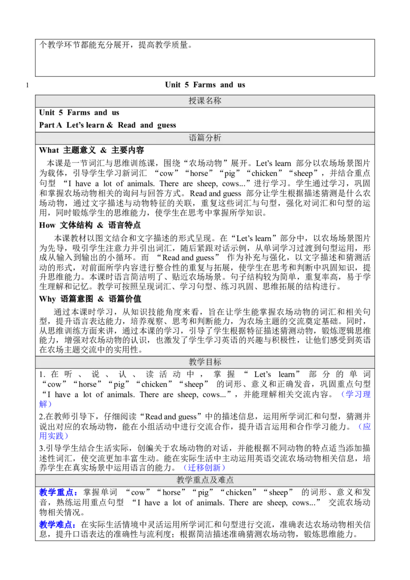 Unit5Farmsandus_00上课课件PPT+教案第十套完整版_教案